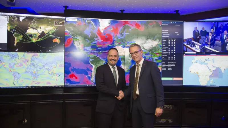 Socrates Theodosiou (left), co-CEO of Tototheo Maritime and Mark O’Neil, President of Columbia Shipmanagement