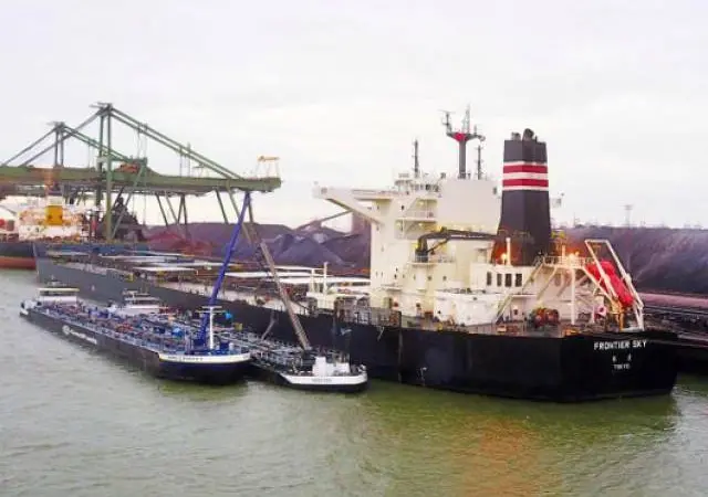 The 179,288-dwt bulker Frontier Sky completed a trial bunkering operation of biofuel at the port of Rotterdam (credit: GoodFuels Marine)