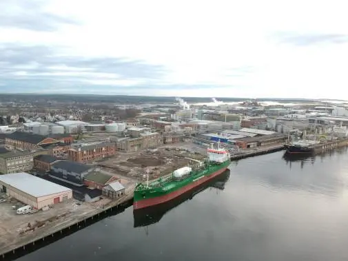 Thun Eos on a recent port call in Fredrikstad, southern Norway (photo credit: Thun Tankers/Port of Fredrikstad).