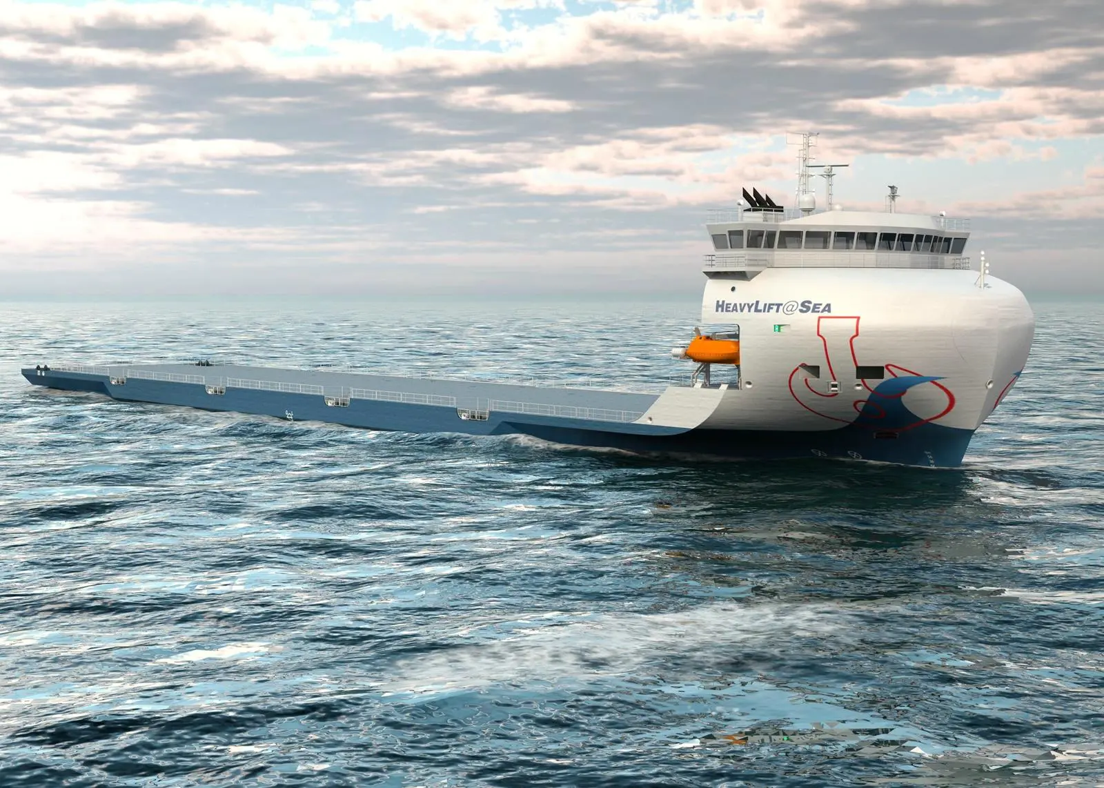 Clean lines of the deckcarrier newbuild to be deployed by United Wind Logistics. (Image courtesy of HeavyLift@Sea).