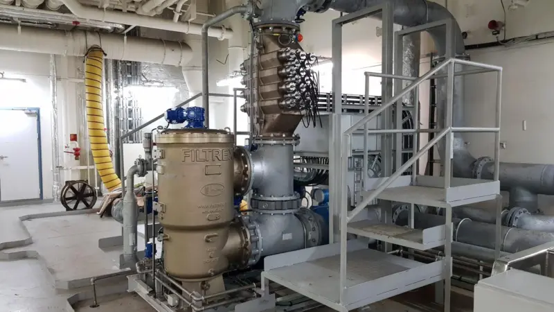All the vessels will be retrofitted with a CompactClean-750 (pictured) installed in a container on the deck of the vessel.