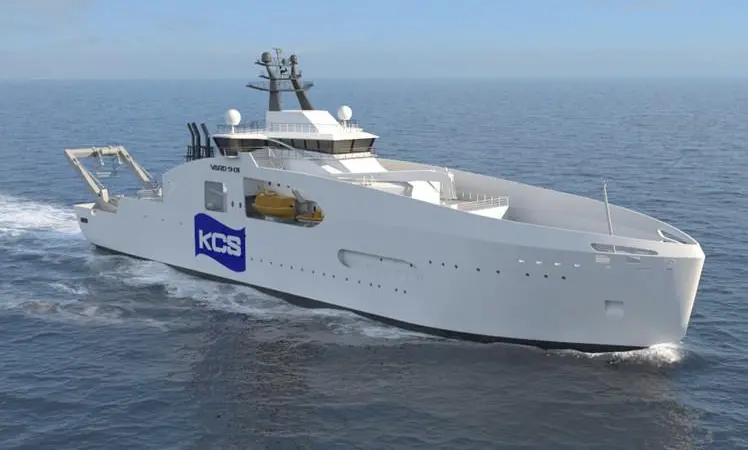 Japan’s new cableship has the capability to lay subsea power lines as well as fibre optic cable, and to work worldwide (image: VARD).