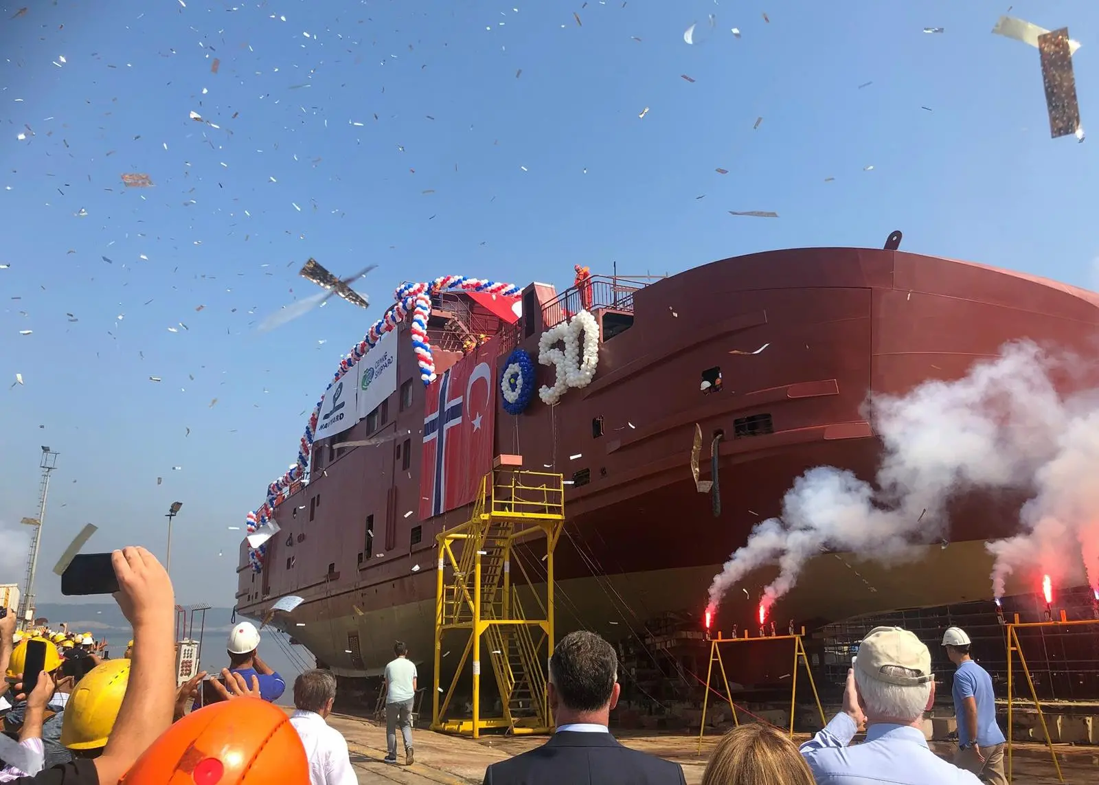 The 50th hull built by Cemre for Havyard is launched Photo: Havyard Ship Technology