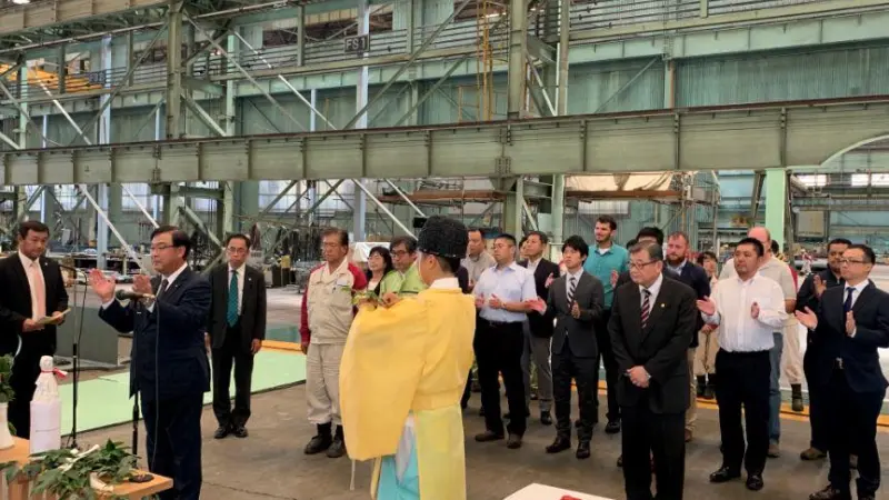 Mr Takaya Soga, managing corporate officer of NYK, attended the keel laying ceremony for the new LNG-fuelled PCTC on 20 September.