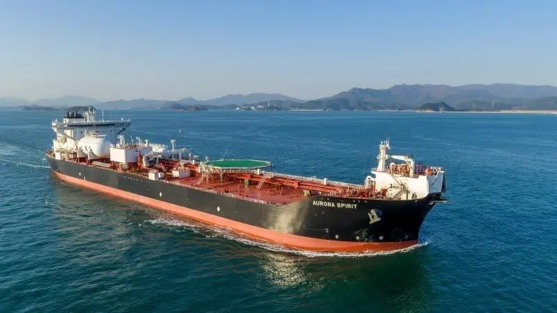 The 130,000dwt Aurora Spirit is the world's first dual-fuel LNG shuttle tanker, and is expected to achieve a 50% reduction in CO2 emissions compared with conventional shuttle tankers. (Credit: Teekay Offshore)
