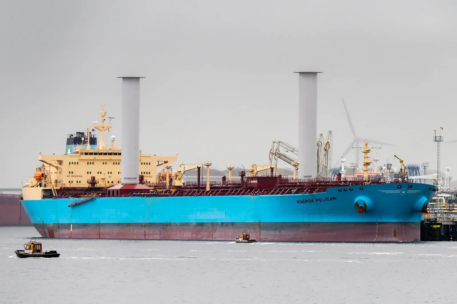 Maersk Pelican’s engines absorbed the variable loads from the Flettner tow effect. Photo: Norsepower