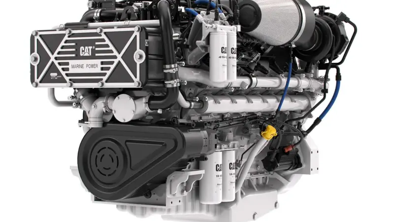 The new Cat C32B offers 5% higher power density than existing C32 engines (credit: Caterpillar Marine)