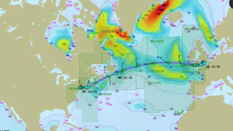 A typical StormGeo onboard voyage planning and route optimisation chart (image: StormGeo)