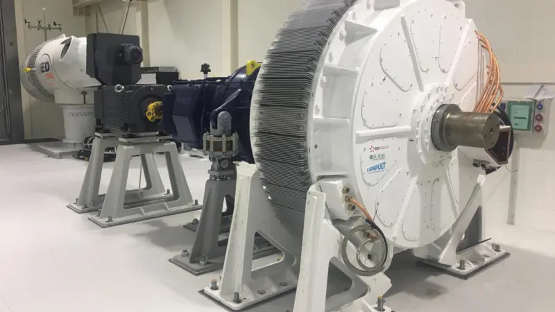 The Compact High Efficiency Generator (CHEG) Project identified potential 2.9% reductions in wind power generation costs by switching to PDD generators, such as the 500kW model pictured. (credit: Magnomatics)