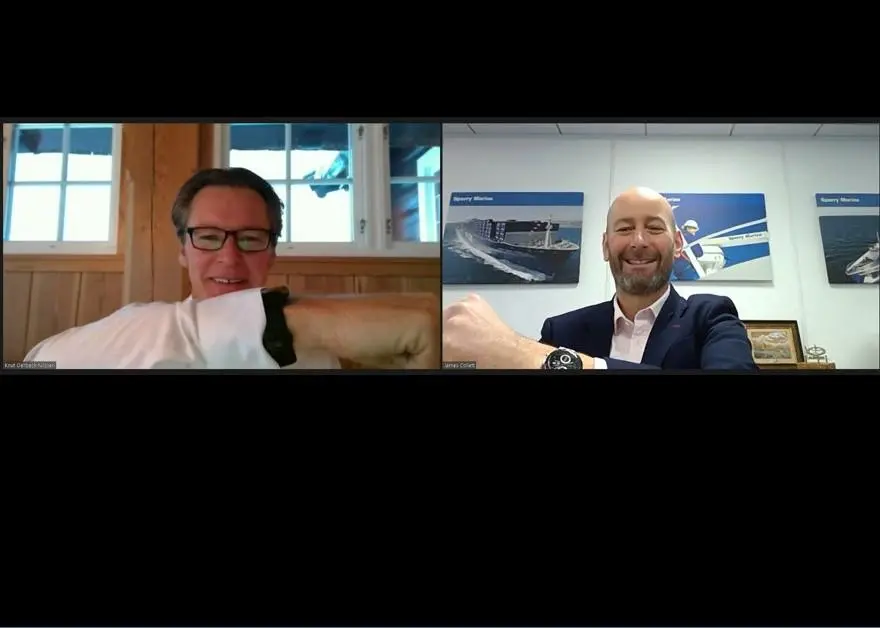 Knut Ørbeck-Nilssen, CEO, DNV GL – Maritime and James Collett, MD, Sperry Marine Photo: Sperry Marine