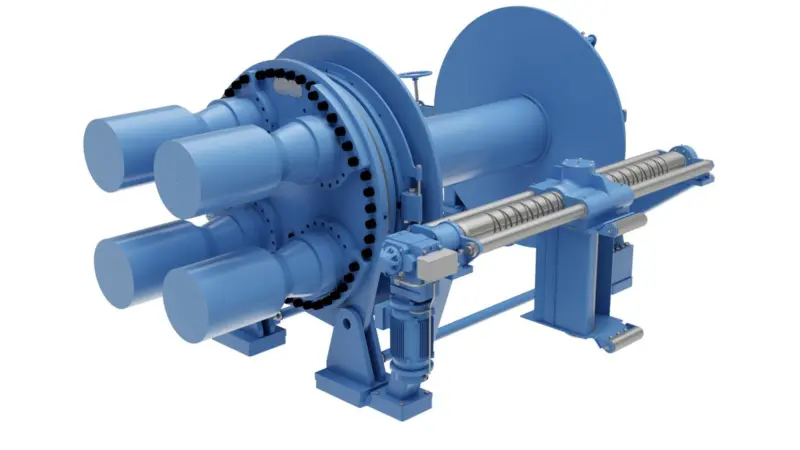 A large Kongsberg winch package will be fitted to Astrid Fiskeri’s new pelagic trawler/purse seiner Photo: Kongsberg Maritime