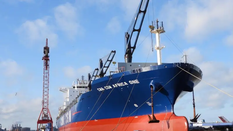 CMA CGM ‘Africa One’ in refit Photo: Damen