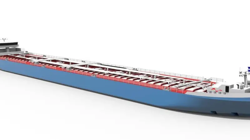 The new tanker designed for operation on the Rhine. (credit: Technolog)