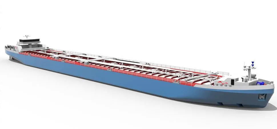 The new tanker designed for operation on the Rhine. (credit: Technolog)