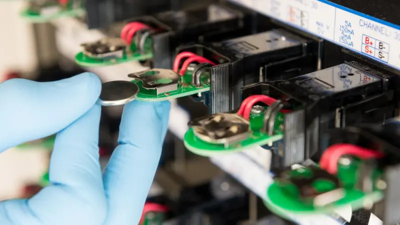 An Argonne National Laboratory researcher testing an electrochemical cycling performance at ANL's Battery Laboratory. (Photo courtesy of Argonne National Laboratory.)