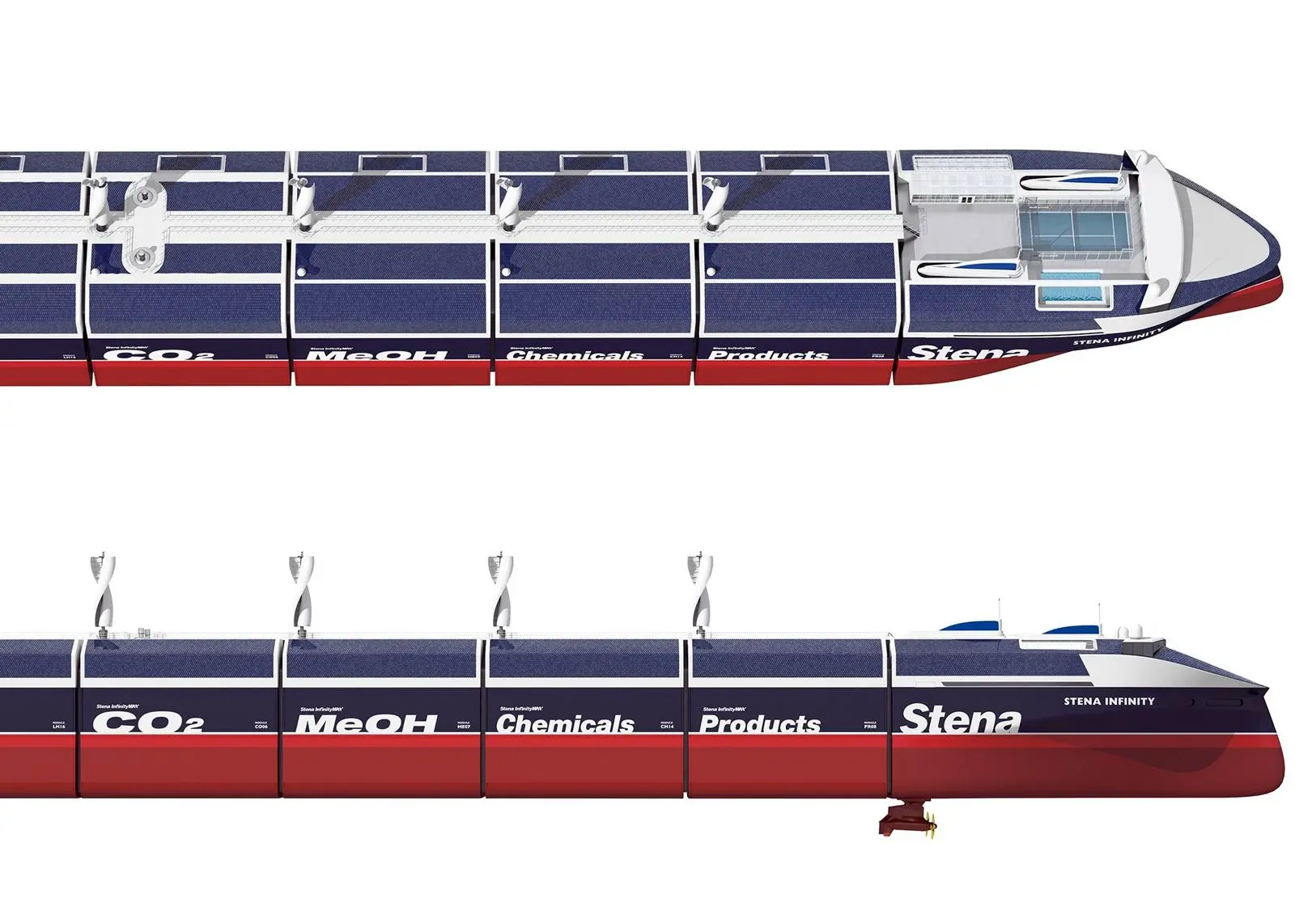 The concept design includes the creation of standardised and modular cargo units that will be able to carry dry bulk, liquid bulk or liquified gas products. (credit: Stena Bulk)