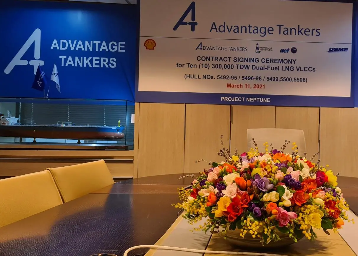 The Advantage Tankers signing ceremony was held on 11 March 2021 (credit: MAN Energy Solutions)