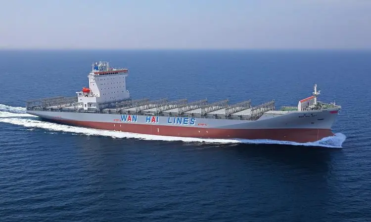 Sixth of eight from Kure: the 3,055TEU Wan Hai 327 (credit: Wan Hai Lines).