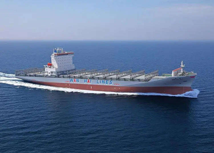 Sixth of eight from Kure: the 3,055TEU Wan Hai 327 (credit: Wan Hai Lines).