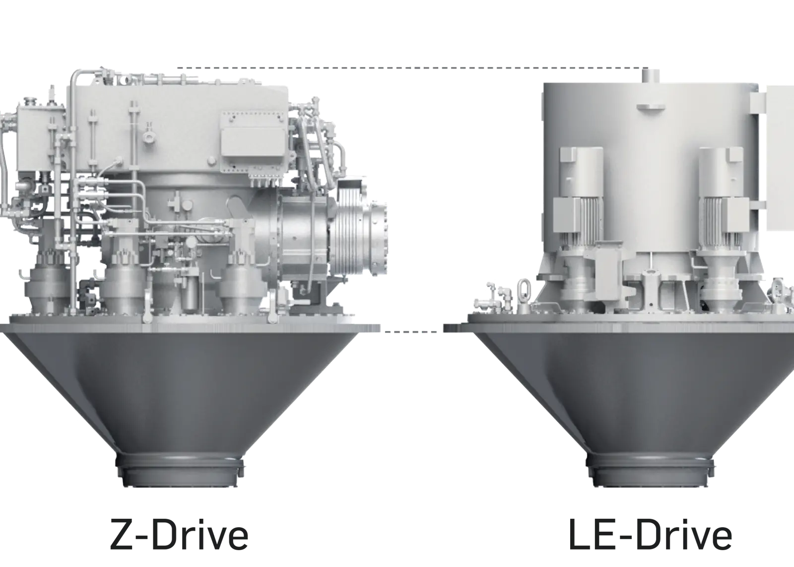 The installation height of the LE-Drive, including the electric motor installed on top of it, is comparable to that of a Z-Drive. (credit: Schottel)