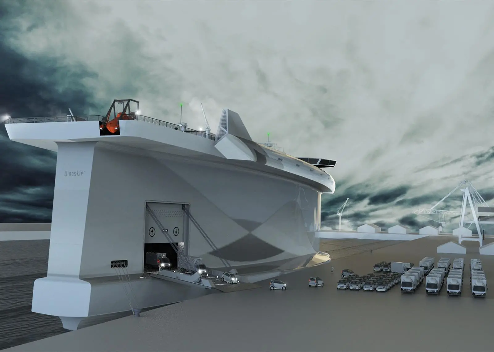 The Vindskip concept relies on the integration of a wind power system with an LNG propulsion system and a weather routing system.