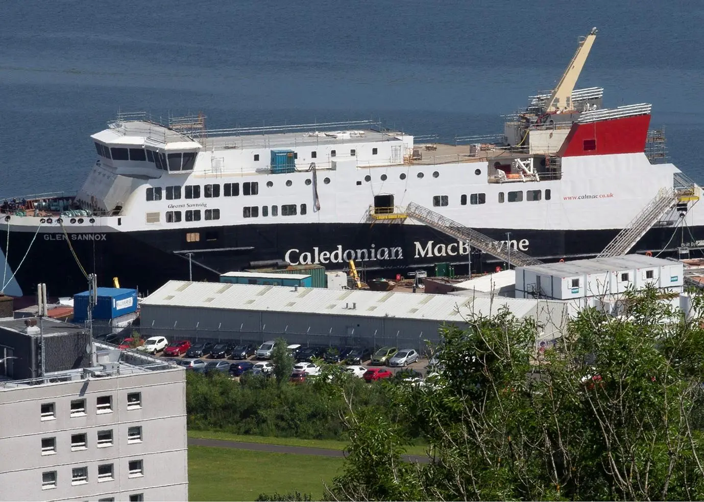 A picture of MV Glen Maddox in June 2021, illustrating the completion of the structure around the stern and inside the hull. (copyright Mark Gibson)