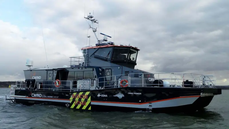 The Hybrid SES crew transfer vessel was developed in partnership with ESNA, a ship design company based in Kristiansand, Norway.