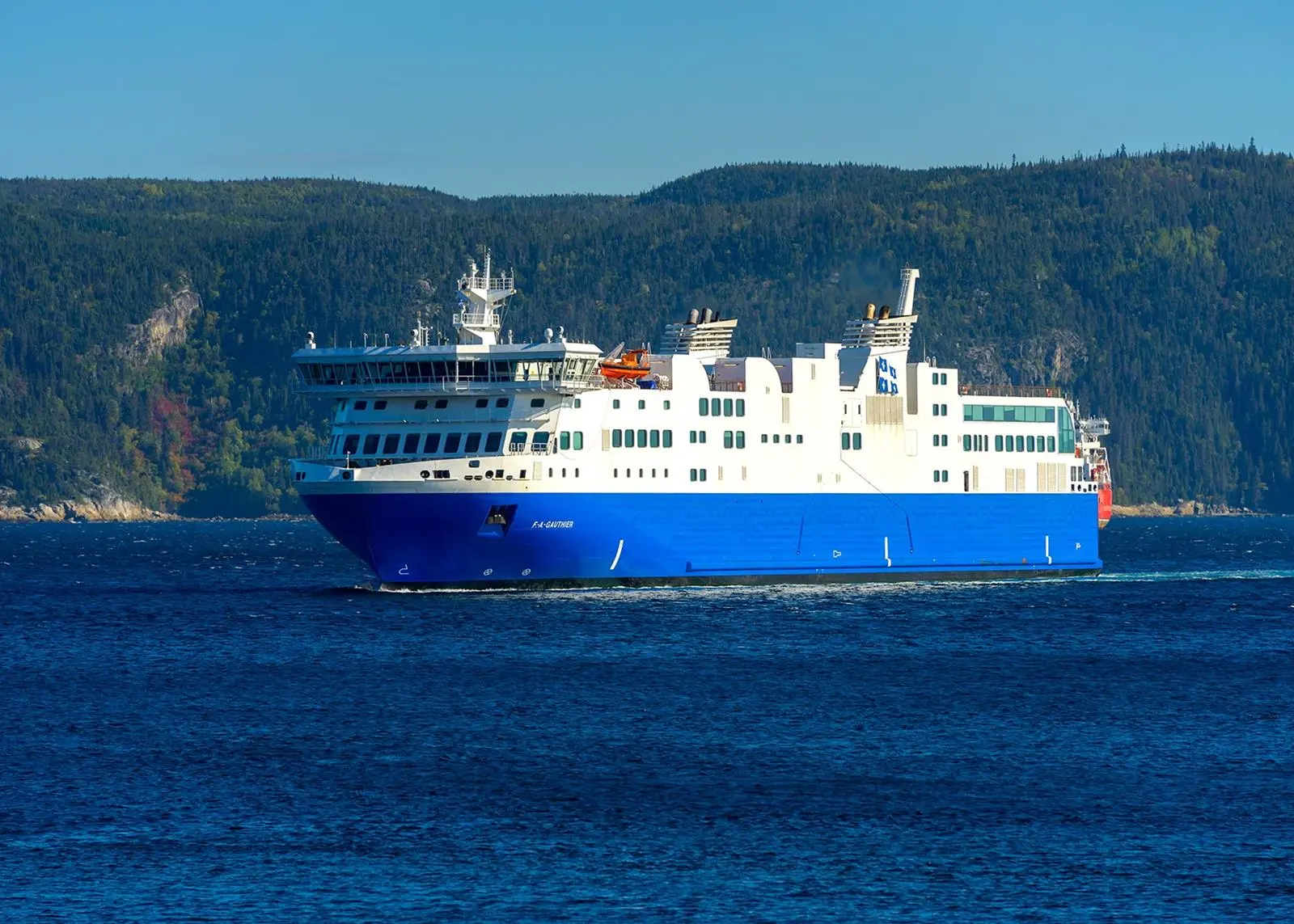 The F.A. Gauthier operates primarily on LNG fuel, and its Wärtsilä dual-fuel engines and other Wärtsilä equipment are covered by a customised Wärtsilä Optimised Maintenance Agreement. (© Societé des Traversiers du Quebec, STQ)