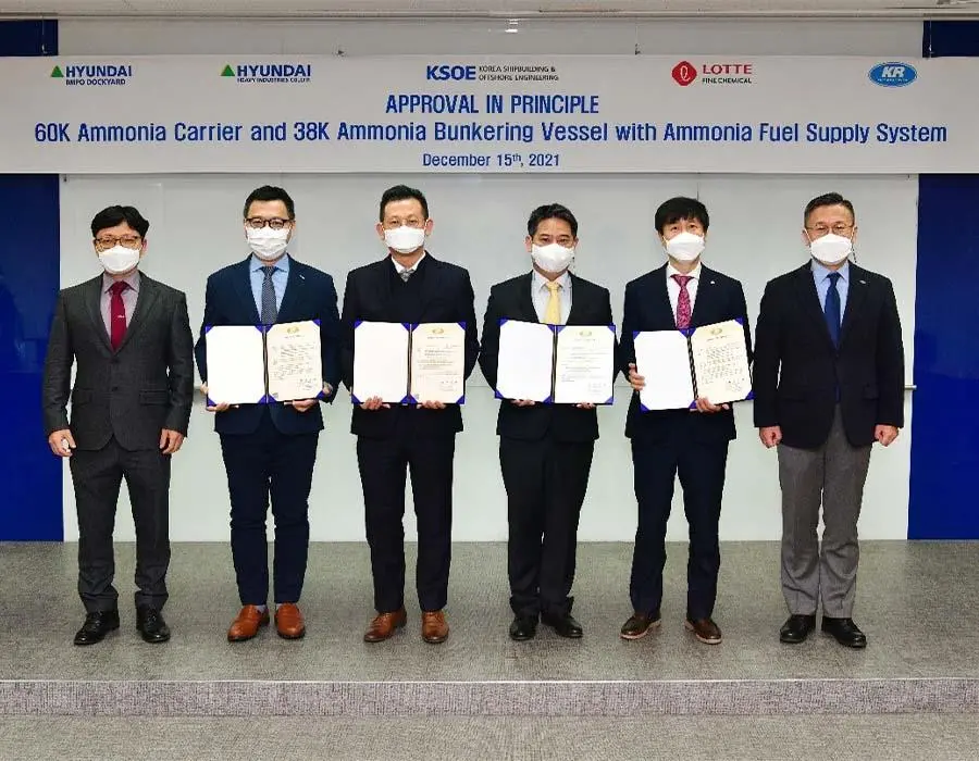 KR awarded approvals in principle to two NH3-fuelled designs on 15 December 2021