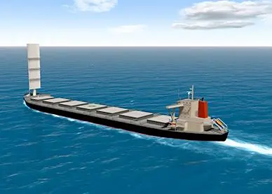A rendering of a vessel equipped with the Delta Sail solution.