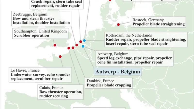 This year Hydrex carried out underwater repairs all across Europe.
