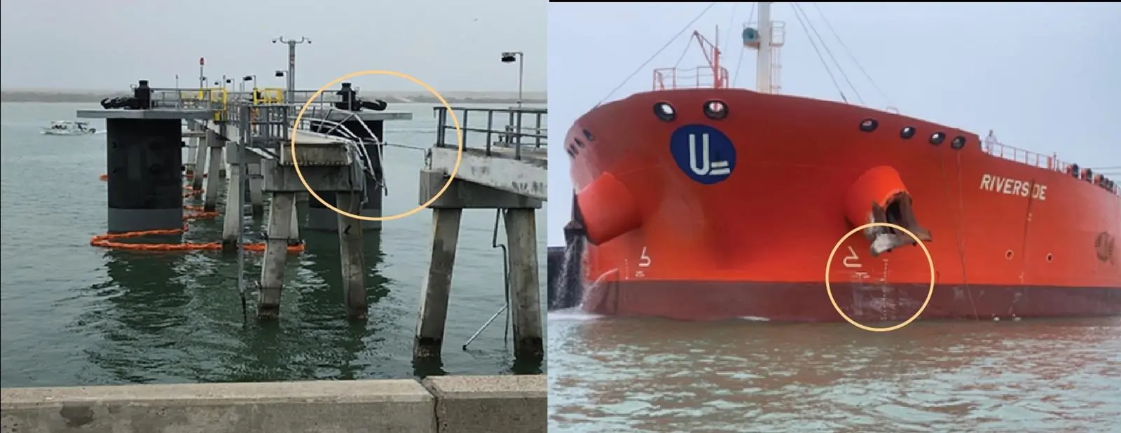 The incident resulted in damage to the no 4 Moda dock catwalk and the Riverside.