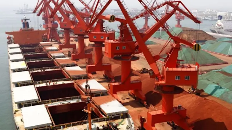 The Port of Qingdao (pictured) is one of largest iron ore ports in China.