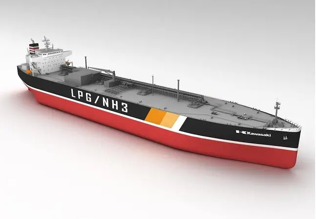 A rendering of NYK's third very large gas carrier capable of operating on LPG as a fuel.
