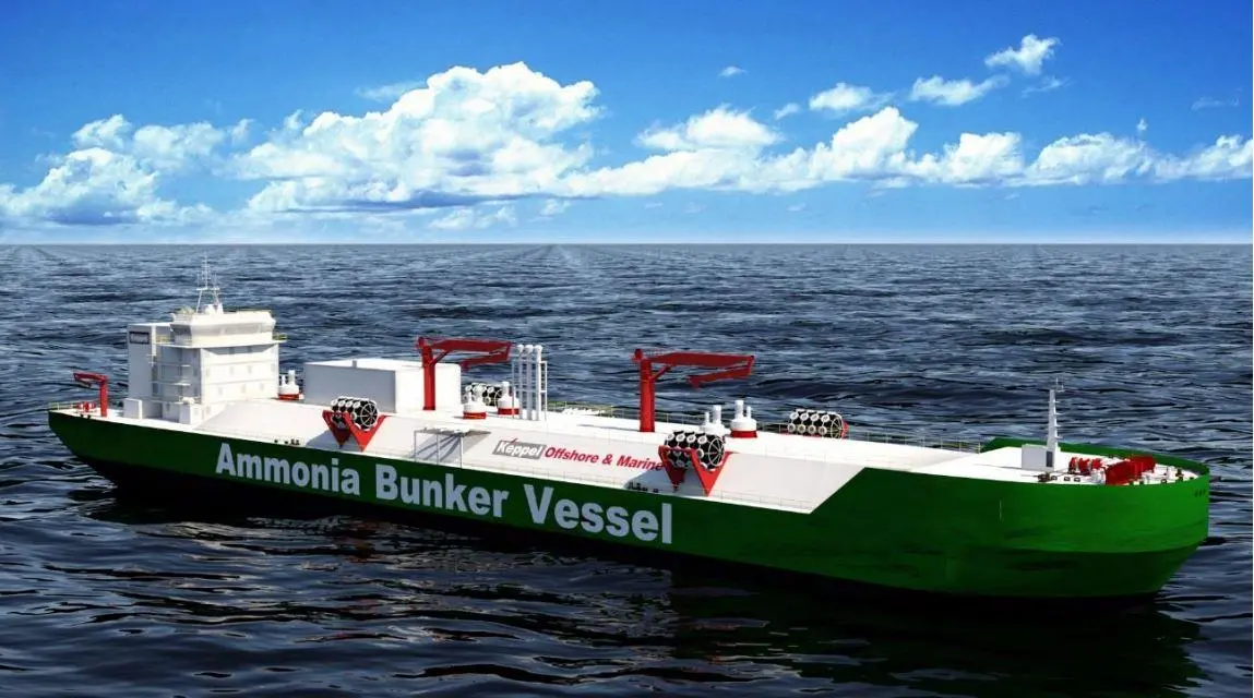 Rendering of ammonia bunkering vessel concept design