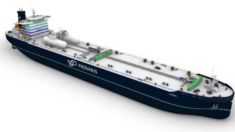 A rendering of Provaris’ 26,000m3 GH2 Carrier concept design.