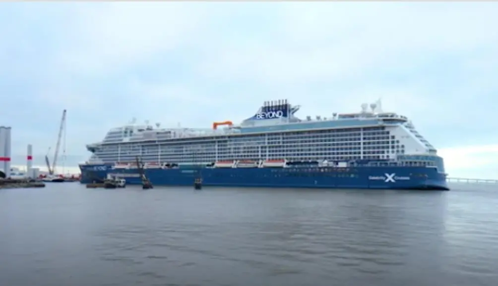 Celebrity Beyond retains the distinctive bow form of preceding vessels in the Edge-class.