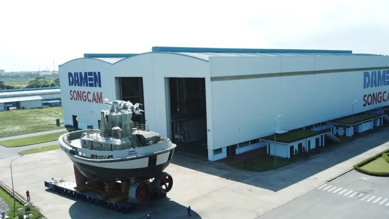 The new tug at Damen's Song Cam yard in Vietnam.