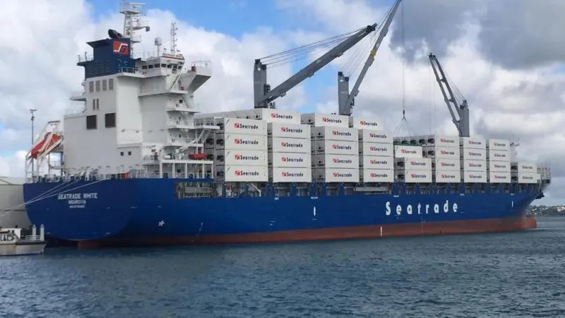 Seatrade has ordered high reefer-capacity boxships in China. Seatrade White is one of an earlier series of newbuilds from China.
