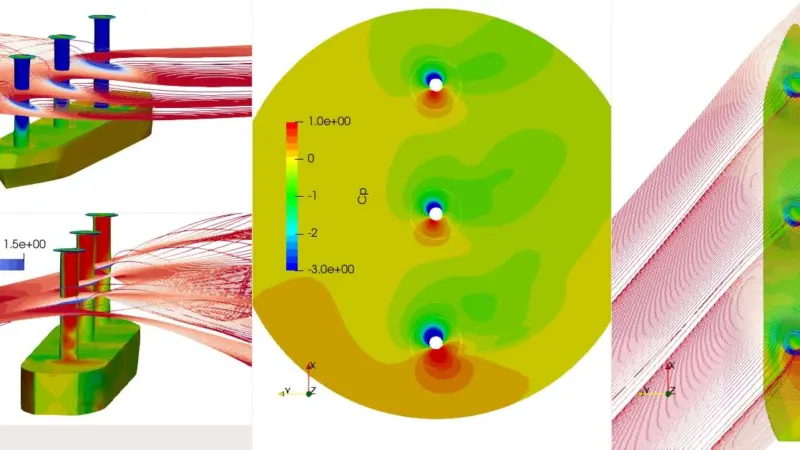 The determination of energy saving estimates includes evaluating the aerodynamics of how the propulsors interacted with each other and with the vessel.