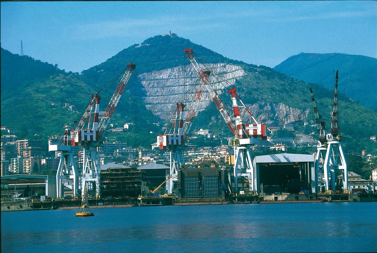 Production on the Genoese waterfront: Fincantieri’s Sestri shipyard.
