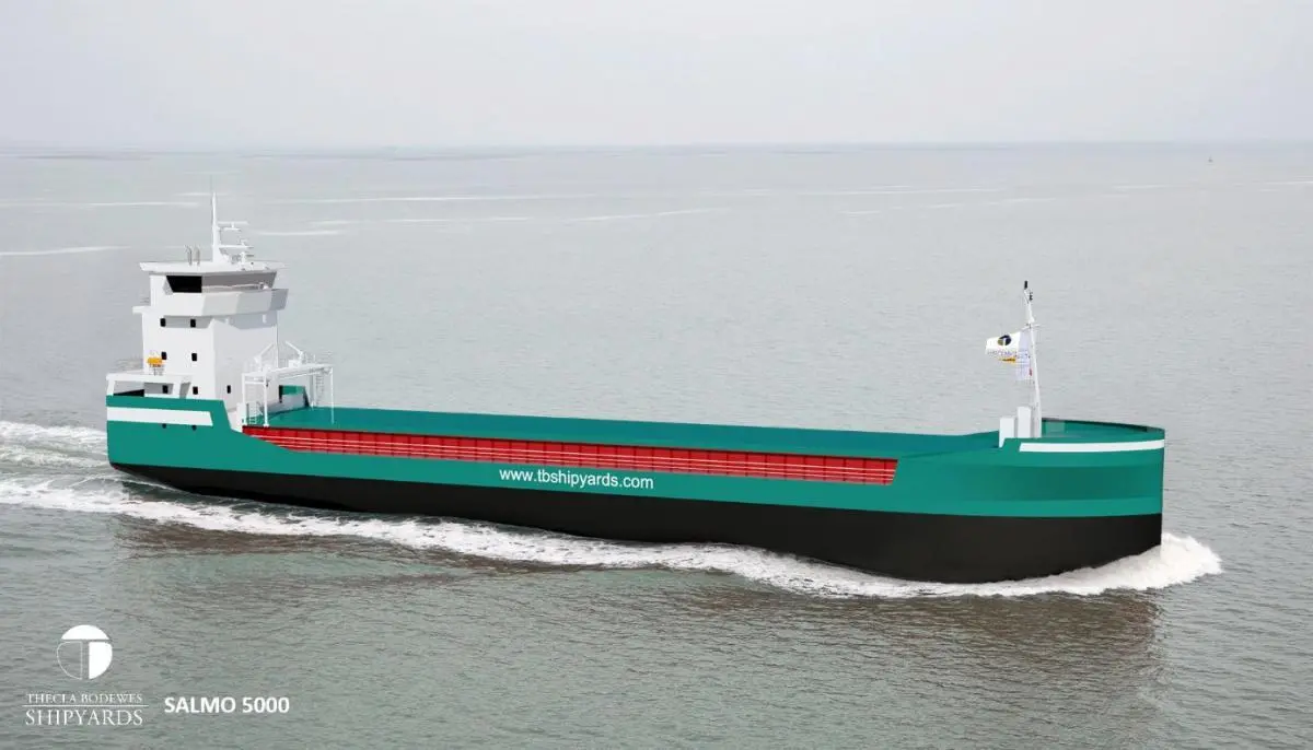 Addressing the long-term needs of the 5,000dwt dry cargo vessel segment, the SALMO 5000 design.