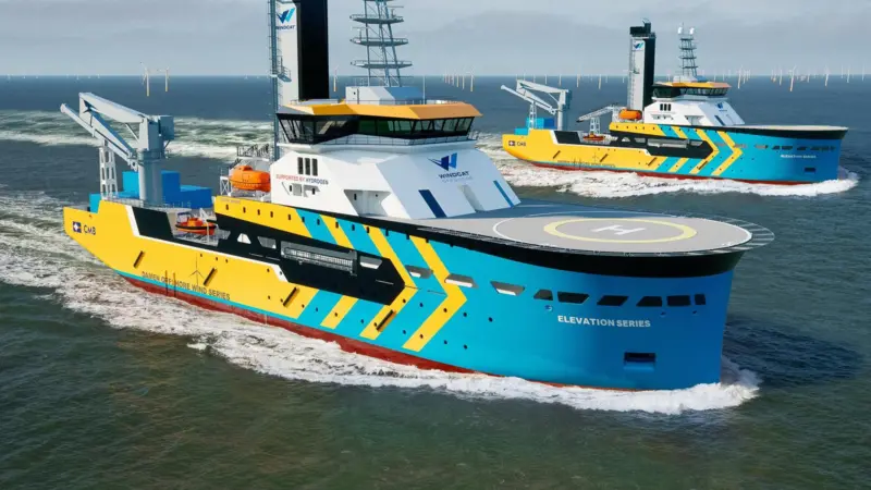 Windcat has ordered a series of hydrogen-powered CSOVs from Damen Shipyards. The vessels will be powered by CMB.TECH's dual-fuel hydrogen-diesel engines.