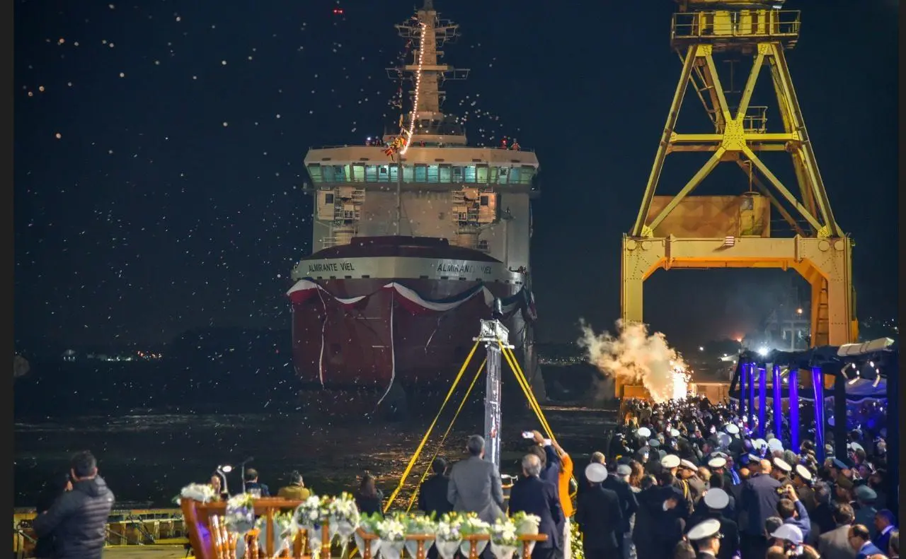 A new milestone for ASMAR: launch of polar research icebreaker Almirante Viel at Talcahuano.