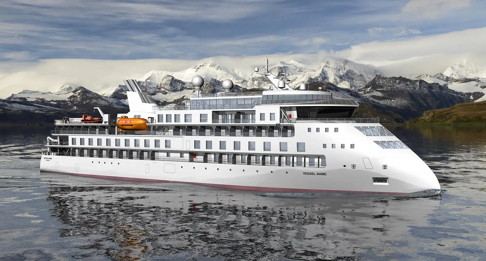 An Ulstein X-BOW expedition cruise vessel of CX103 design
