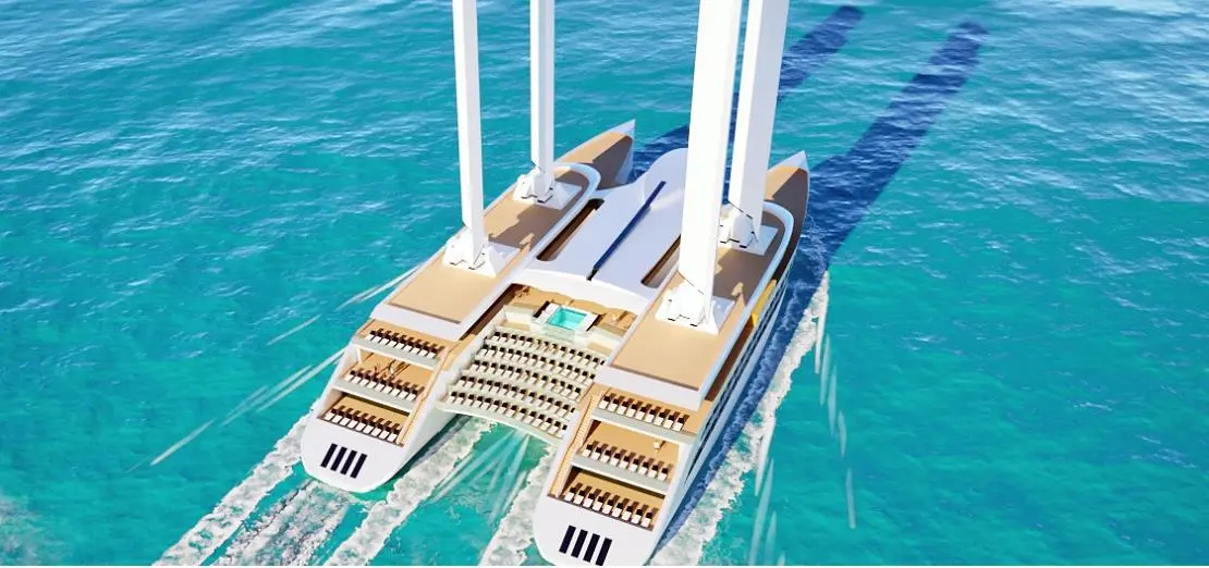 Artist's impression of YSA Design's wind-powered catamaran