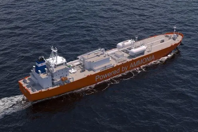 Picture shows a 3D rendering of Exmar LPG’s ammonia dual-fuel medium size gas carrier