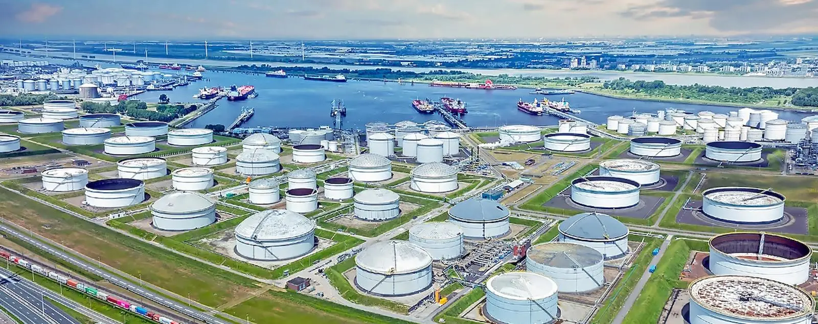 biofuel tanks at a port