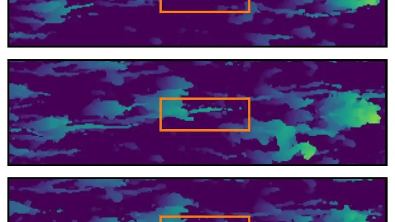 Three images of biofilm growing on a ship's hull