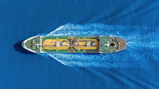 Aerial image of a ship at sea